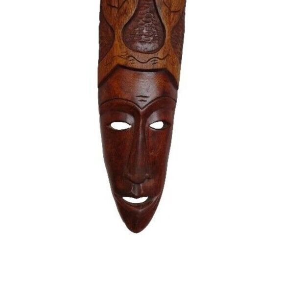 Wooden African Mask Decor Antique Decorative Large Good Blessings - Picture 10 of 16